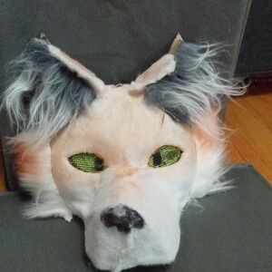 Furry Animal Mask with Green Eyes
